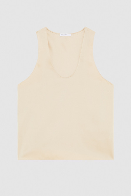 Shiny satin blouse, Beige, Patrizia Pepe