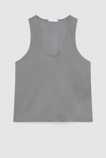 Shiny satin blouse, Grey, Patrizia Pepe
