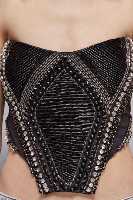 Top mit Schmuckdetail, Schwarz, Patrizia Pepe