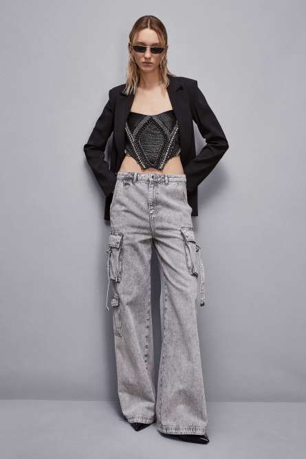 Top mit Schmuckdetail, Schwarz, Patrizia Pepe