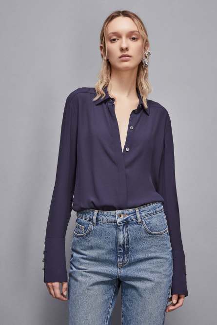 Essential Fly high cuffed shirt, Blue, Patrizia Pepe