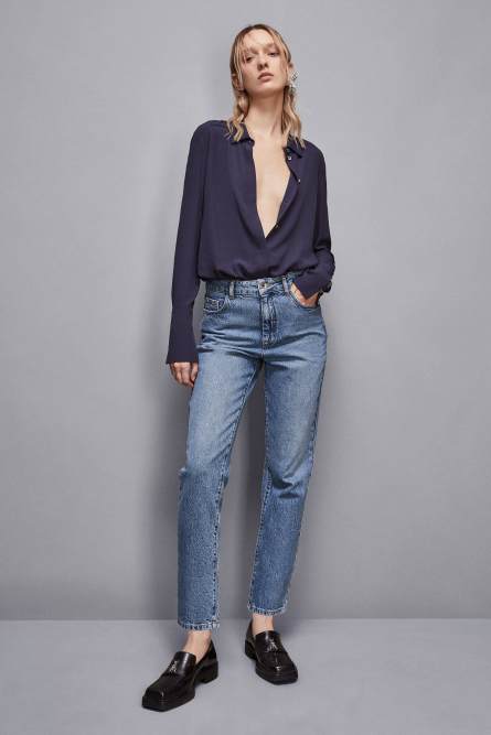 Essential Fly high cuffed shirt, Blue, Patrizia Pepe