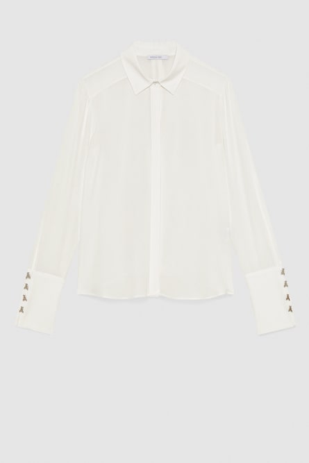 Essential Fly high cuffed shirt, White, Patrizia Pepe