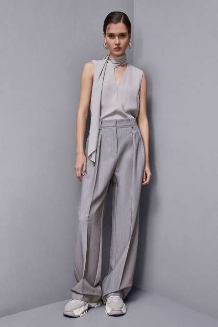 Blouse with sash, Grey, Patrizia Pepe