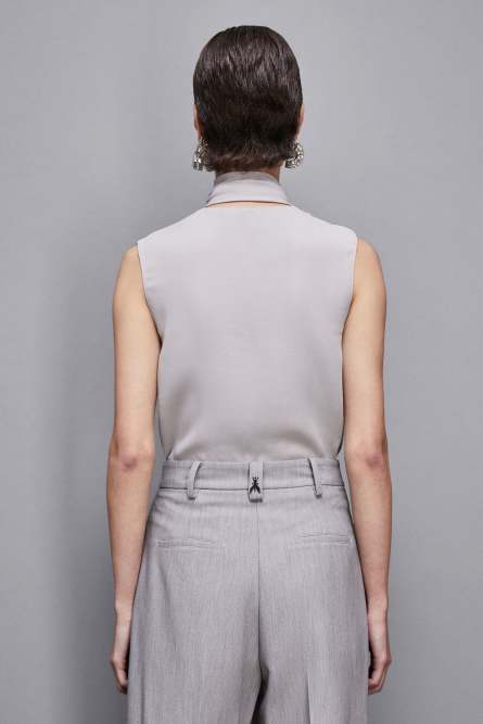 Blouse with sash, Grey, Patrizia Pepe