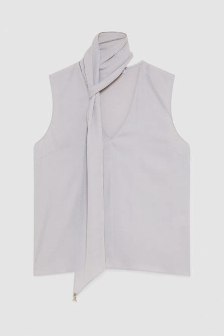 Blouse with sash, Grey, Patrizia Pepe