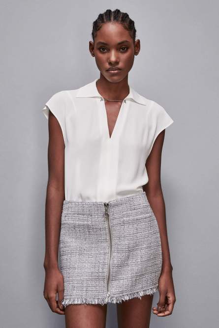 Essential sleeveless tunic with cufflinks, White, Patrizia Pepe
