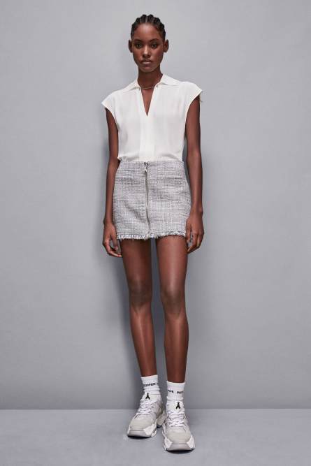 Essential sleeveless tunic with cufflinks, White, Patrizia Pepe