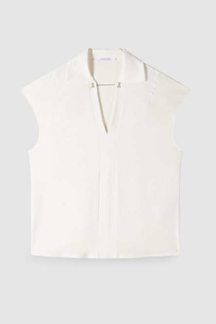 Essential sleeveless tunic with cufflinks, White, Patrizia Pepe