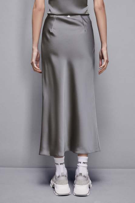Shiny satin midi skirt, Grey, Patrizia Pepe