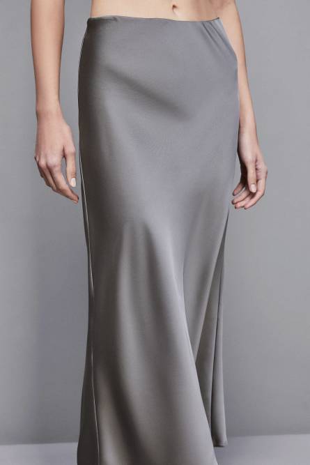 Shiny satin midi skirt, Grey, Patrizia Pepe