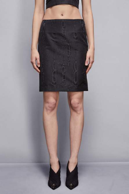 Midi skirt with slit, Black, Patrizia Pepe