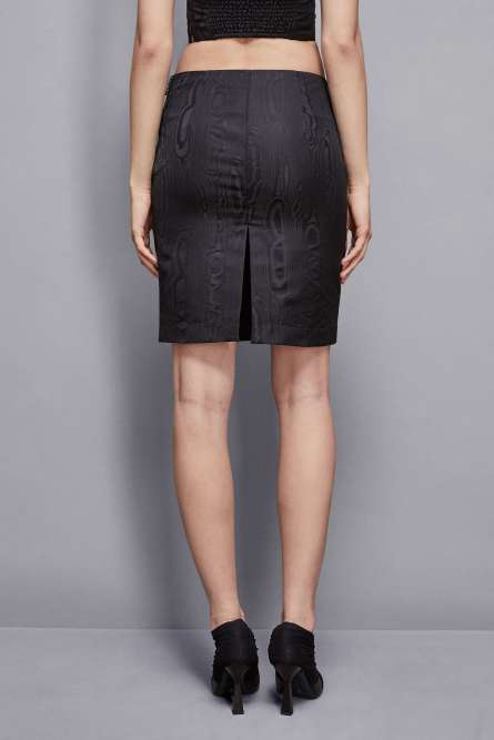 Midi skirt with slit, Black, Patrizia Pepe