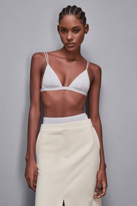 Microfiber triangle bra, Grey, Patrizia Pepe