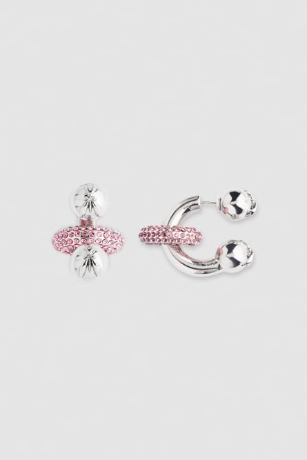 Piercing earrings, Silver, Pink, Green, Patrizia Pepe