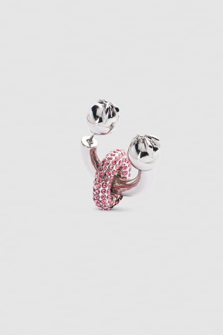 Piercing earrings, Silver, Pink, Green, Patrizia Pepe