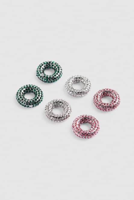 Piercing earrings, Silver, Pink, Green, Patrizia Pepe