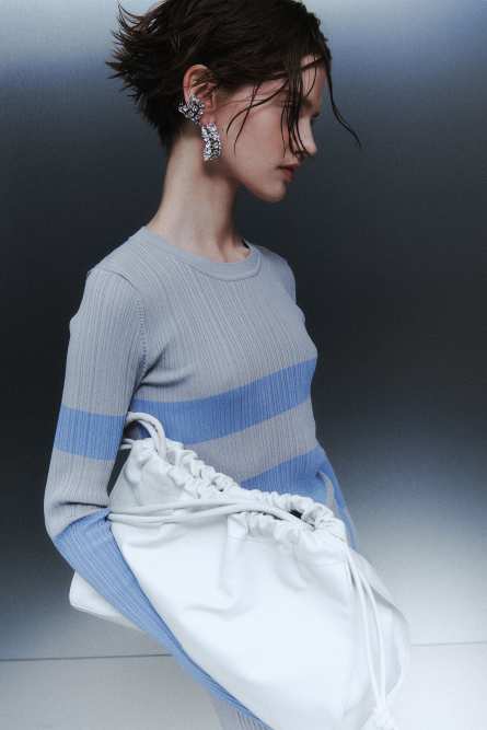 Color block sweater, Light Blue, Grey, Patrizia Pepe