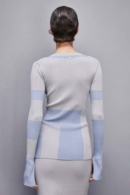 Color block sweater, Light Blue, Grey, Patrizia Pepe