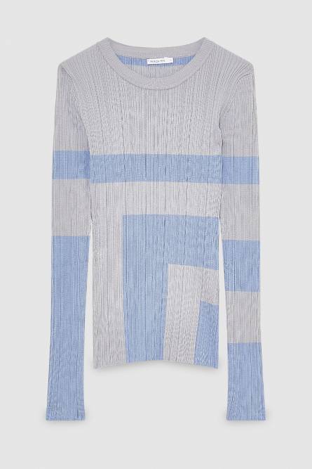 Color block sweater, Light Blue, Grey, Patrizia Pepe