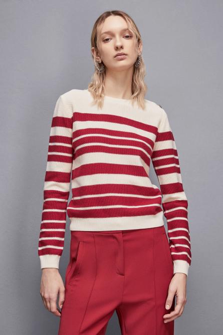 Sweater with buttons detail, Beige, Patrizia Pepe