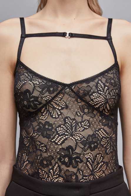 Lace top, Black, Patrizia Pepe
