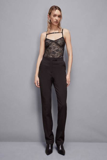 Lace top, Black, Patrizia Pepe