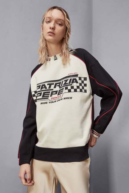 Racing sweatshirt, Beige, Patrizia Pepe