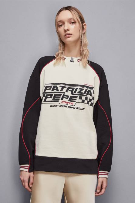 Racing sweatshirt, Beige, Patrizia Pepe