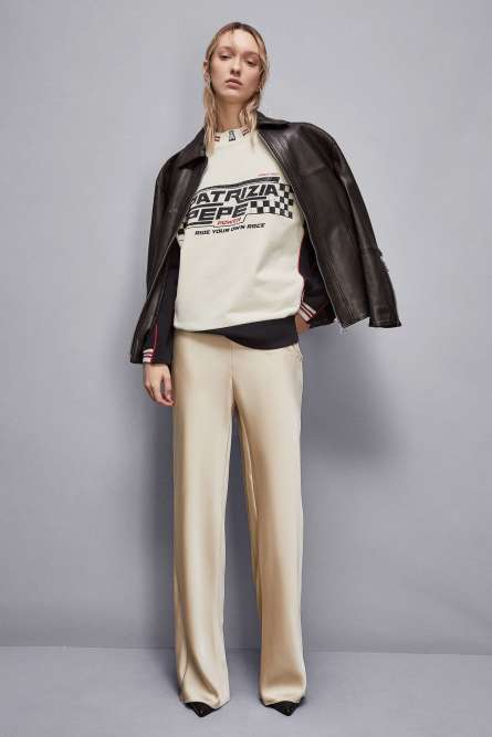 Racing sweatshirt, Beige, Patrizia Pepe
