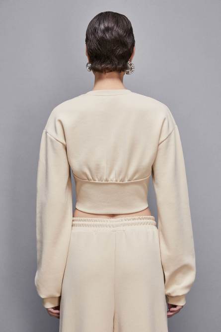 Cropped sweatshirt, Beige, Patrizia Pepe