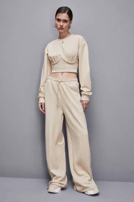 Cropped sweatshirt, Beige, Patrizia Pepe