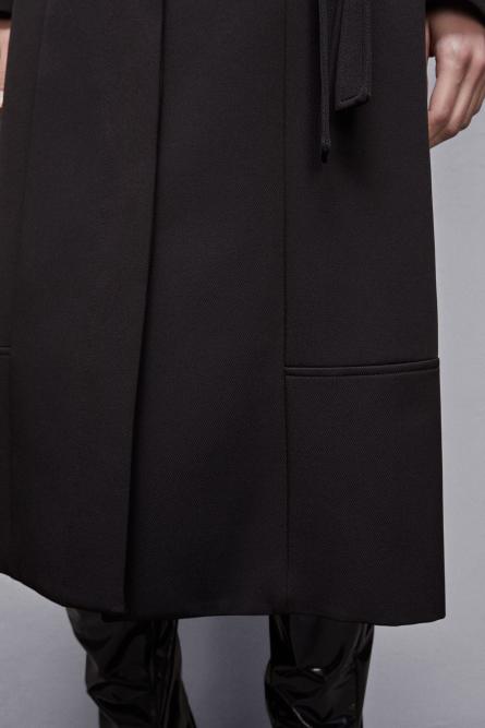 Single-breasted coat with belt, Black, Patrizia Pepe
