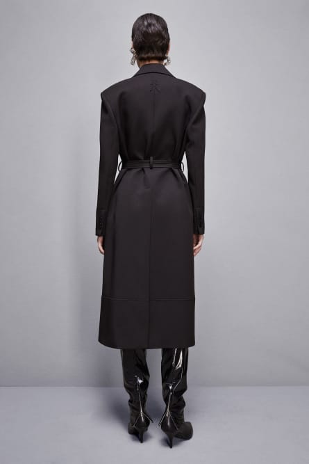 Single-breasted coat with belt, Black, Patrizia Pepe