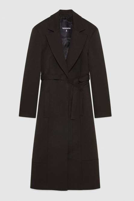 Single-breasted coat with belt, Black, Patrizia Pepe