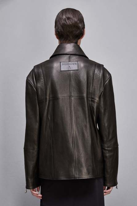 Leather jacket with zipper, Black, Patrizia Pepe