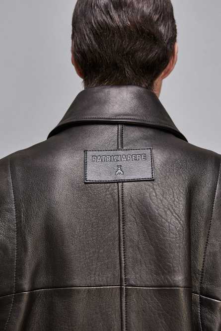 Leather jacket with zipper, Black, Patrizia Pepe