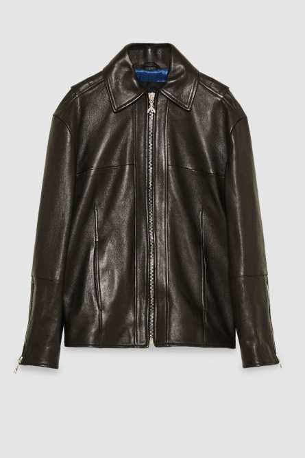 Leather jacket with zipper, Black, Patrizia Pepe