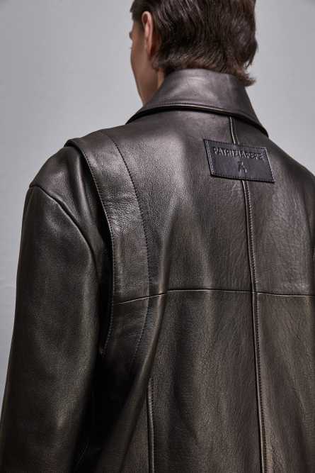 Leather jacket with zipper, Black, Patrizia Pepe