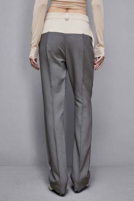 Color Block-Hose mit hohem Bund, Grau, Beige, Patrizia Pepe