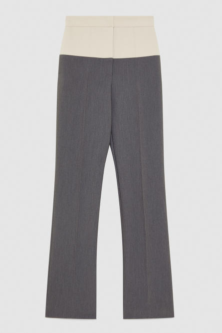 Color Block-Hose mit hohem Bund, Grau, Beige, Patrizia Pepe
