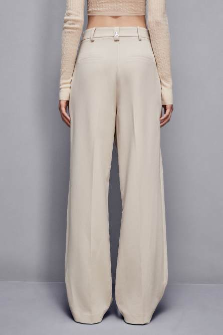 Weite Hose mit Bundfalten, Beige, Patrizia Pepe