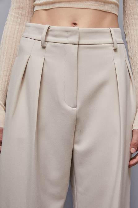 Weite Hose mit Bundfalten, Beige, Patrizia Pepe