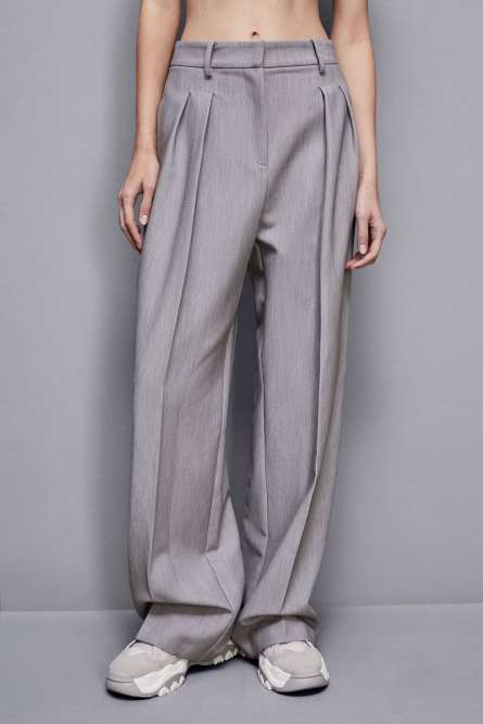 Wide pants with pleats, Grey, Patrizia Pepe