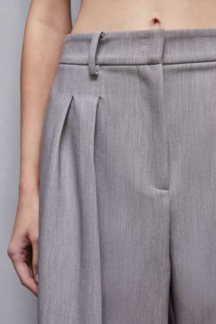 Wide pants with pleats, Grey, Patrizia Pepe