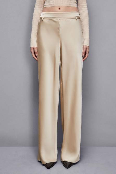 Satinhose mit Bund, Beige, Patrizia Pepe