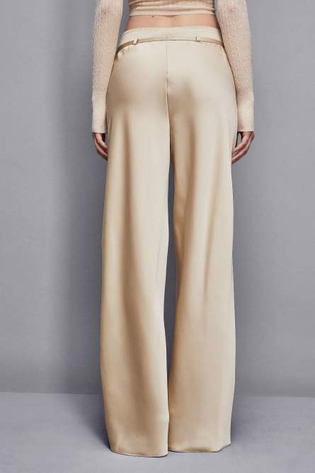 Satinhose mit Bund, Beige, Patrizia Pepe