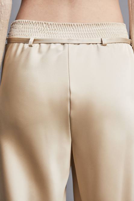 Satinhose mit Bund, Beige, Patrizia Pepe