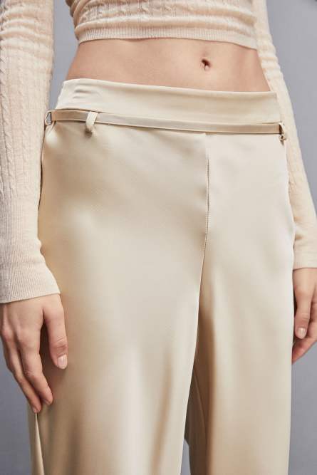 Satinhose mit Bund, Beige, Patrizia Pepe