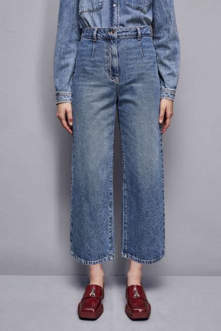 Essential denim palazzo pants, Blue, Patrizia Pepe